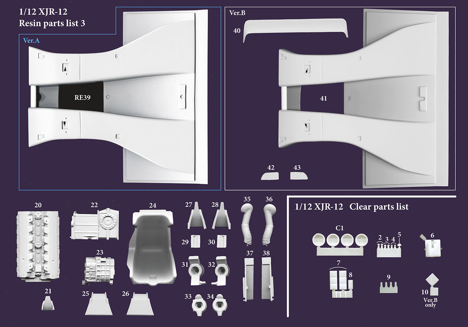 1/12 ジャガーXJR-12 LM  Fulldetail Kit Ver.A Full Detail Kit: Jaguar XJR-12 Ver.A 1990 LM 24hours